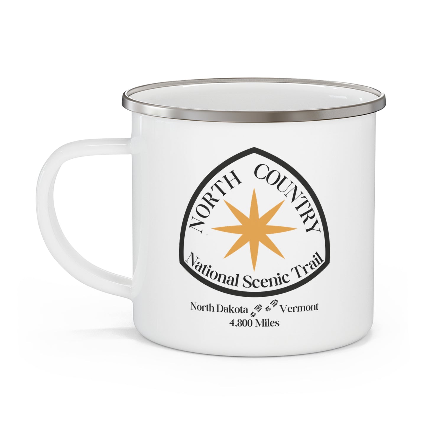 North Country Trail emblem enamel mug.