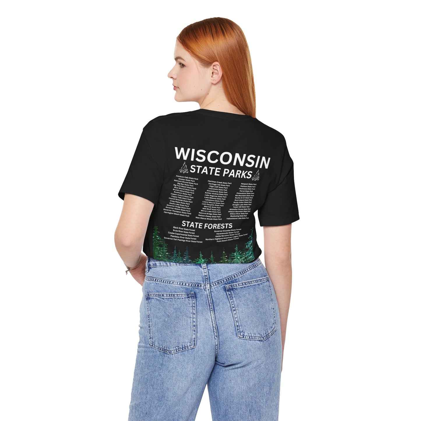 Black shirt with listing of state parks.