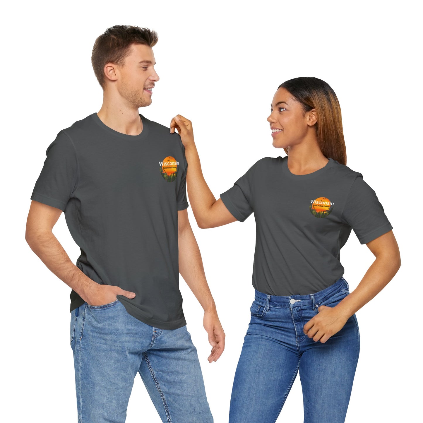 Asphalt shirts with state park design.