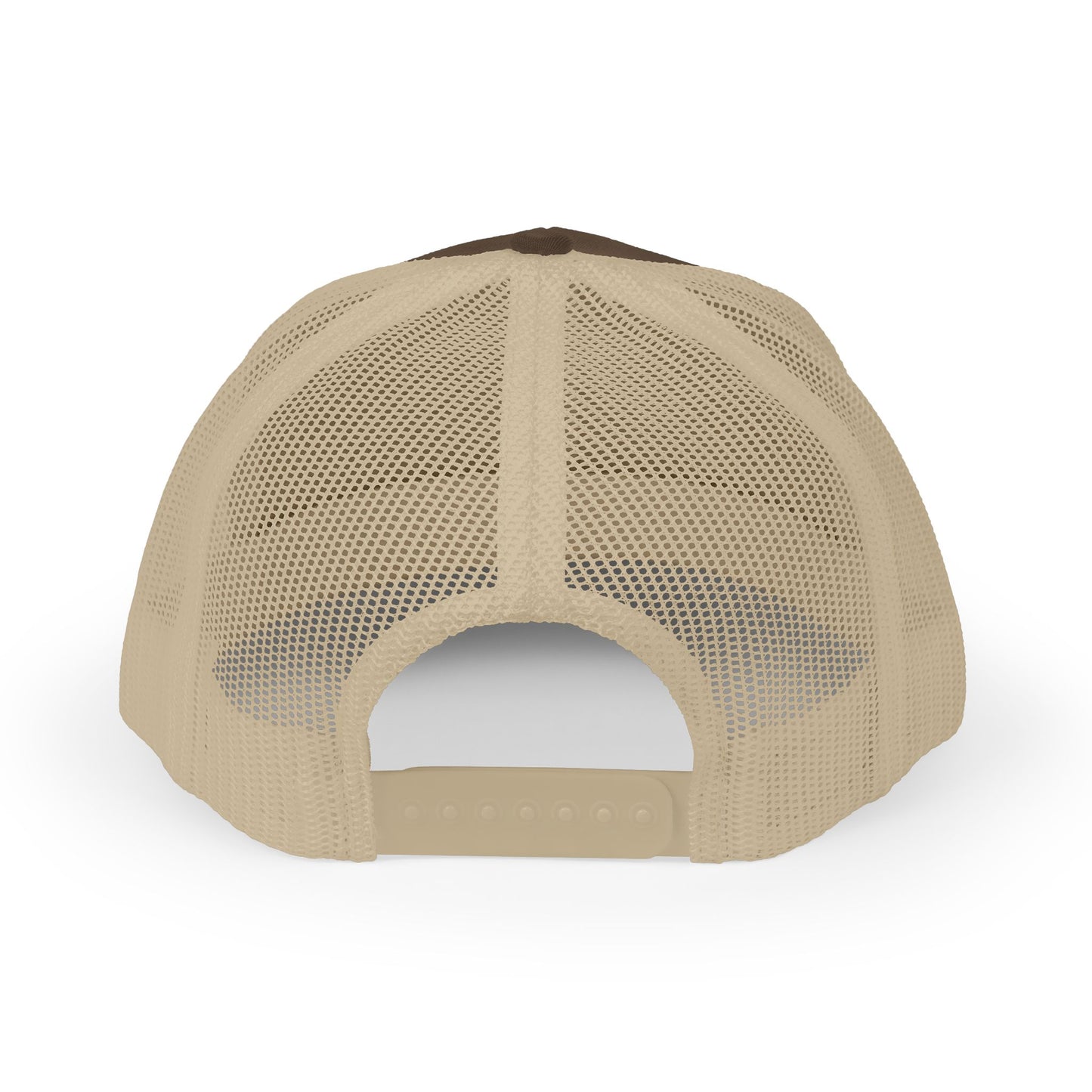 Backside of ball cap showing mesh and adjustable sizing.