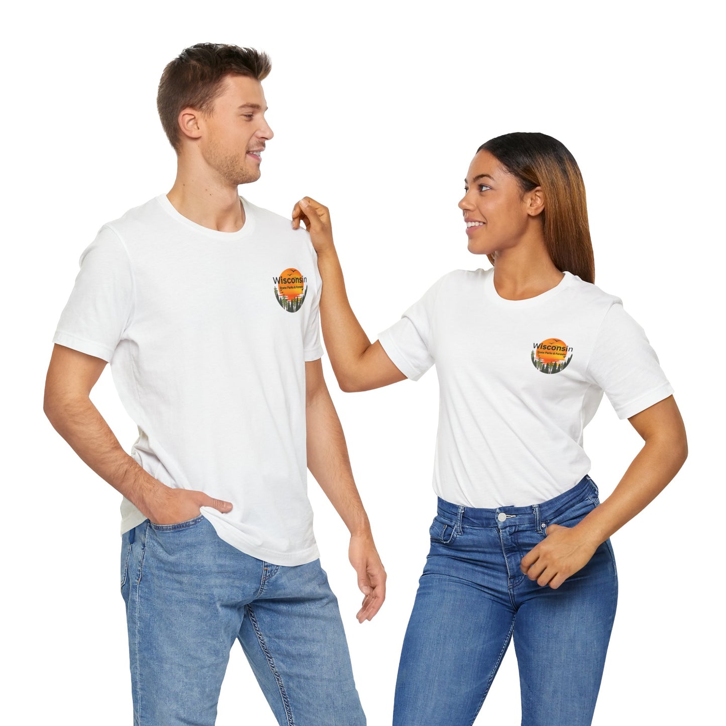 White shirts with state park design.