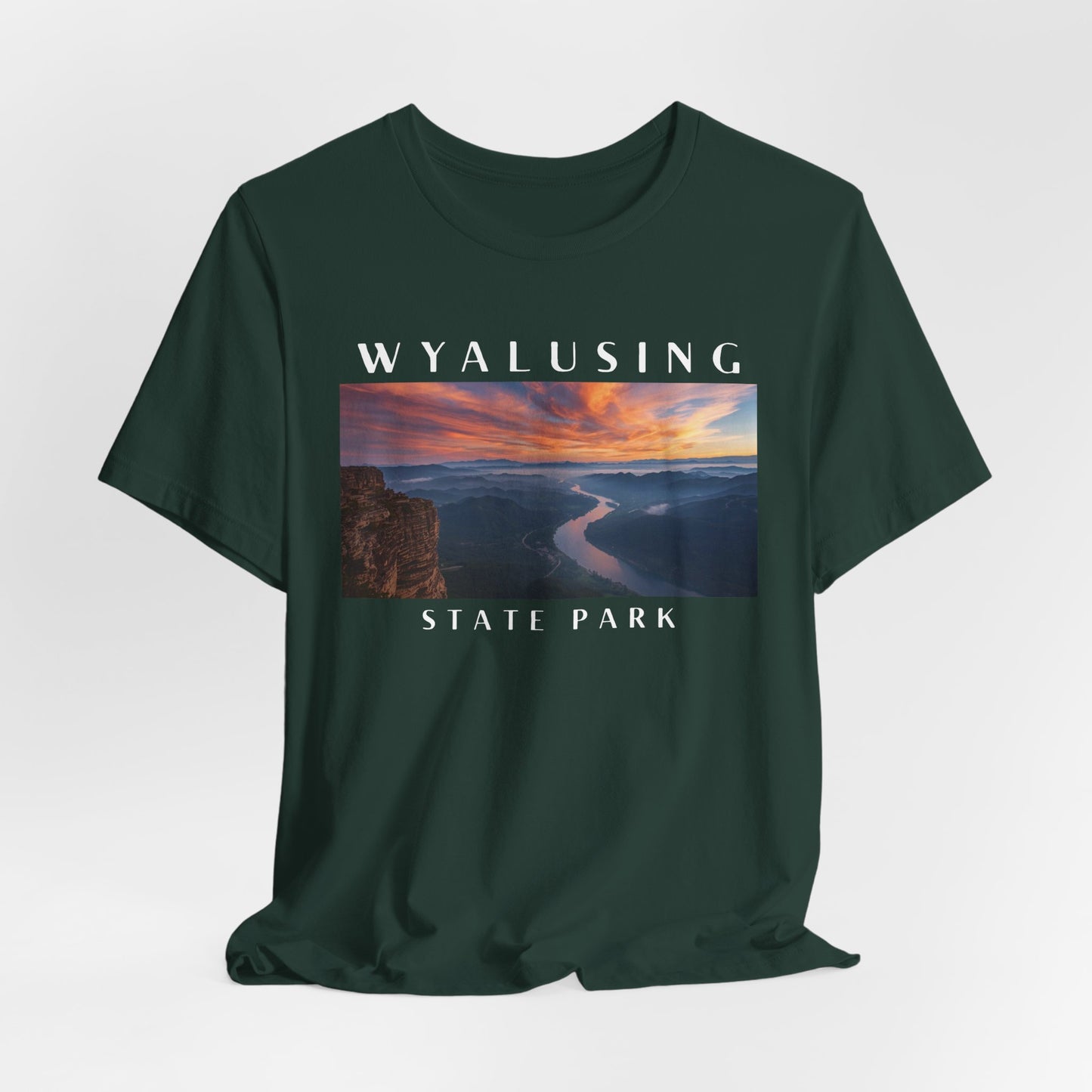 Forest t-shirt with Wyalusing State Park graphic on a white background