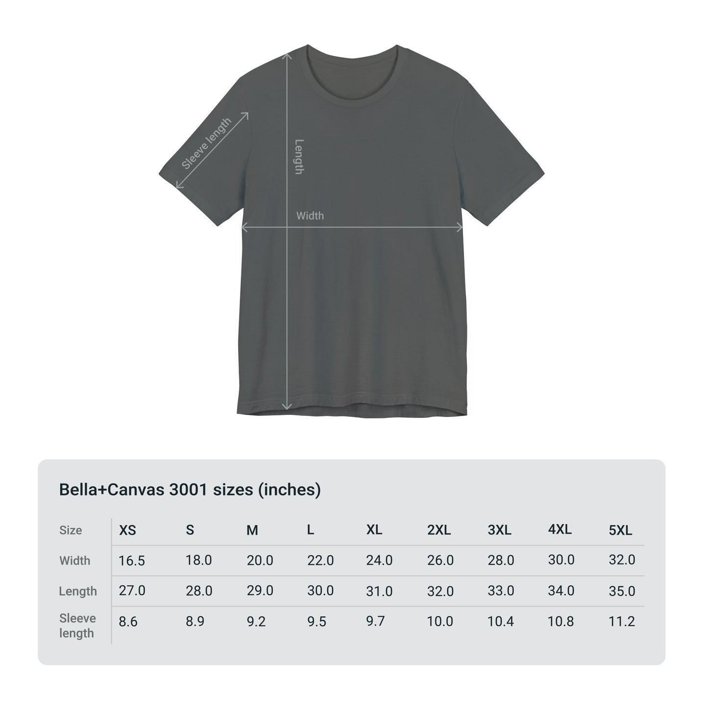Shirt size chart