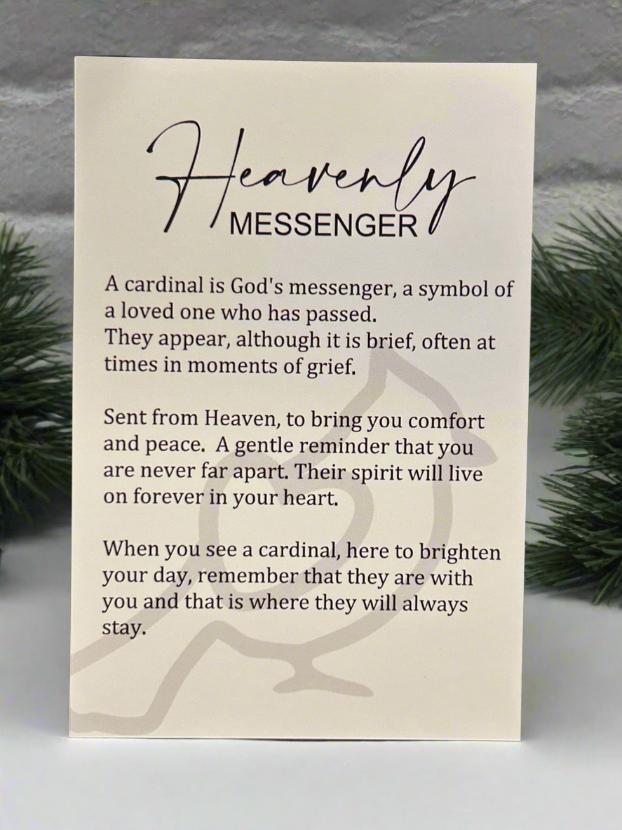 Heavenly messenger card stock with comforting message.