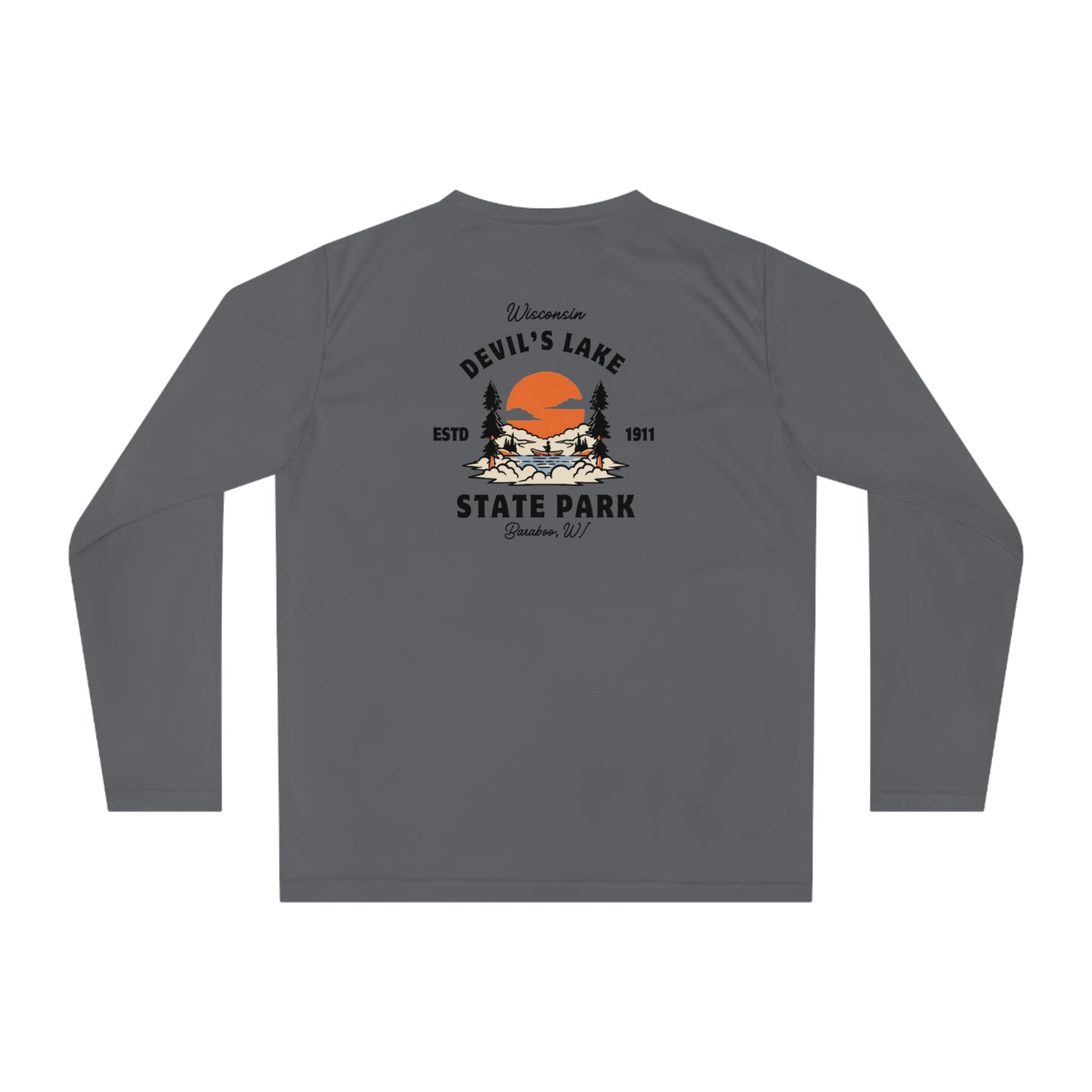 Sport Graphite Devil’s Lake Performance Long Sleeve Shirt back.