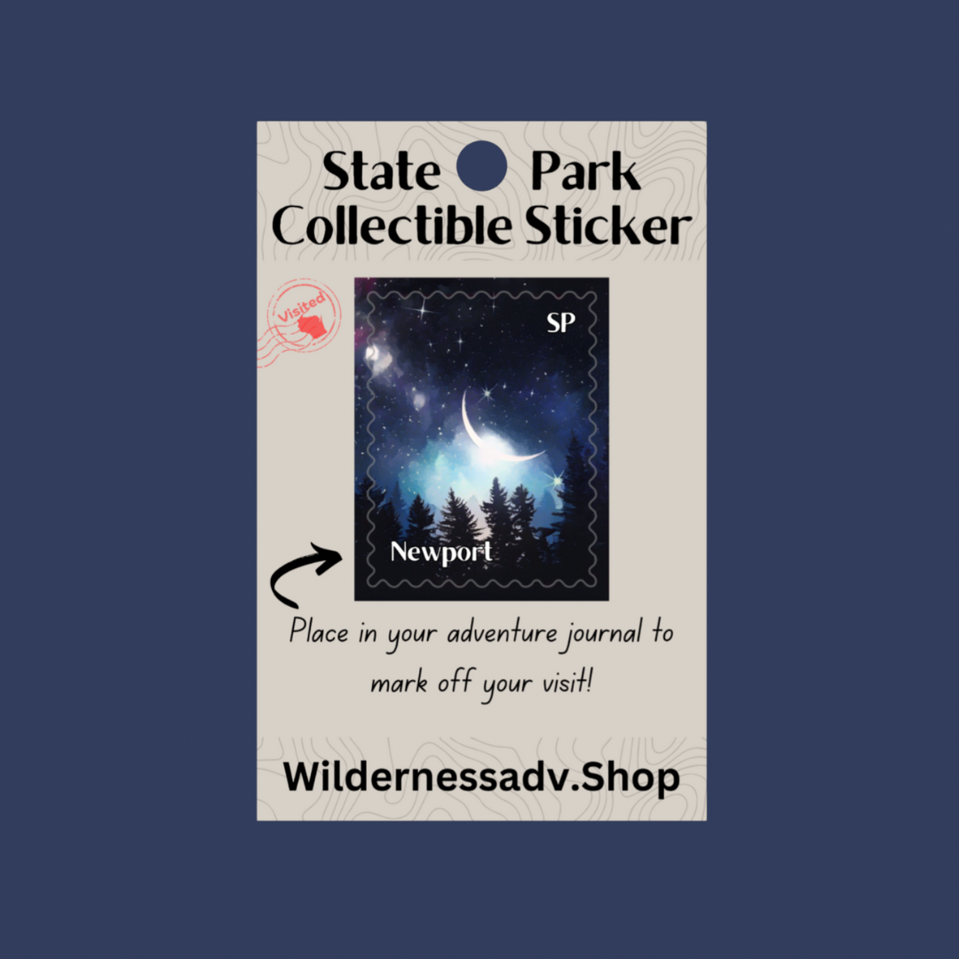 Sticker for Wisconsin State Park Adventure Journal depicting a vibrant moon in a star filled sky.