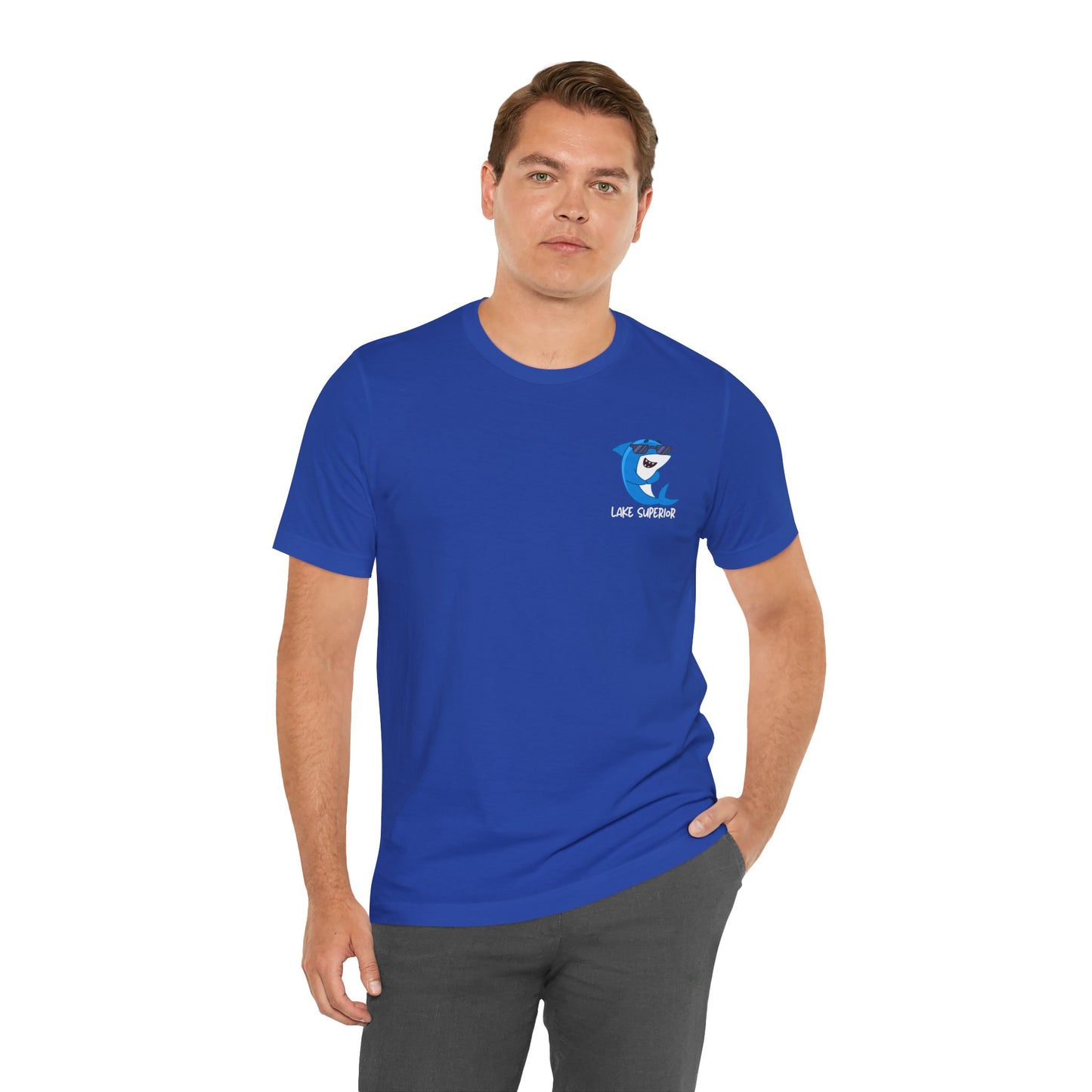 Lake Superior unsalted t-shirt front design in true royal.