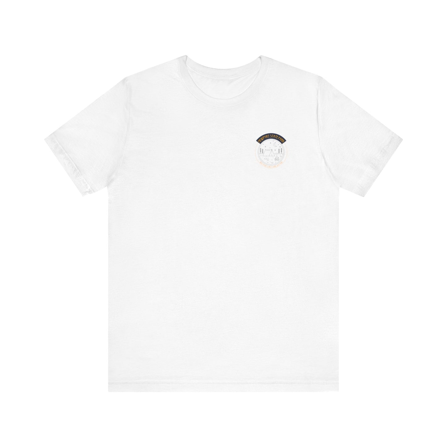 White Newport t-shirt showing front logo.