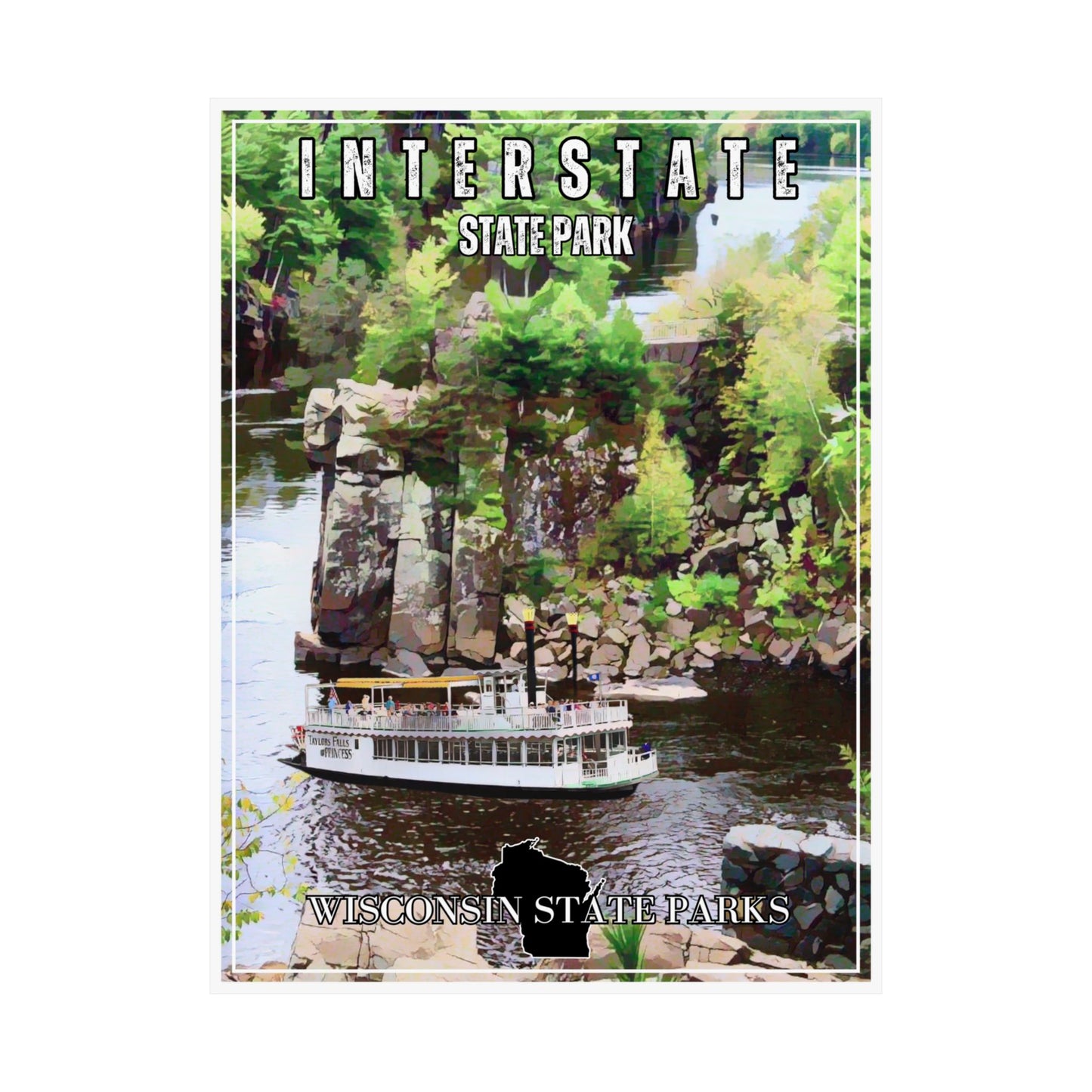 CCC style poster depicting a paddle wheel boat on the St. Croix River.