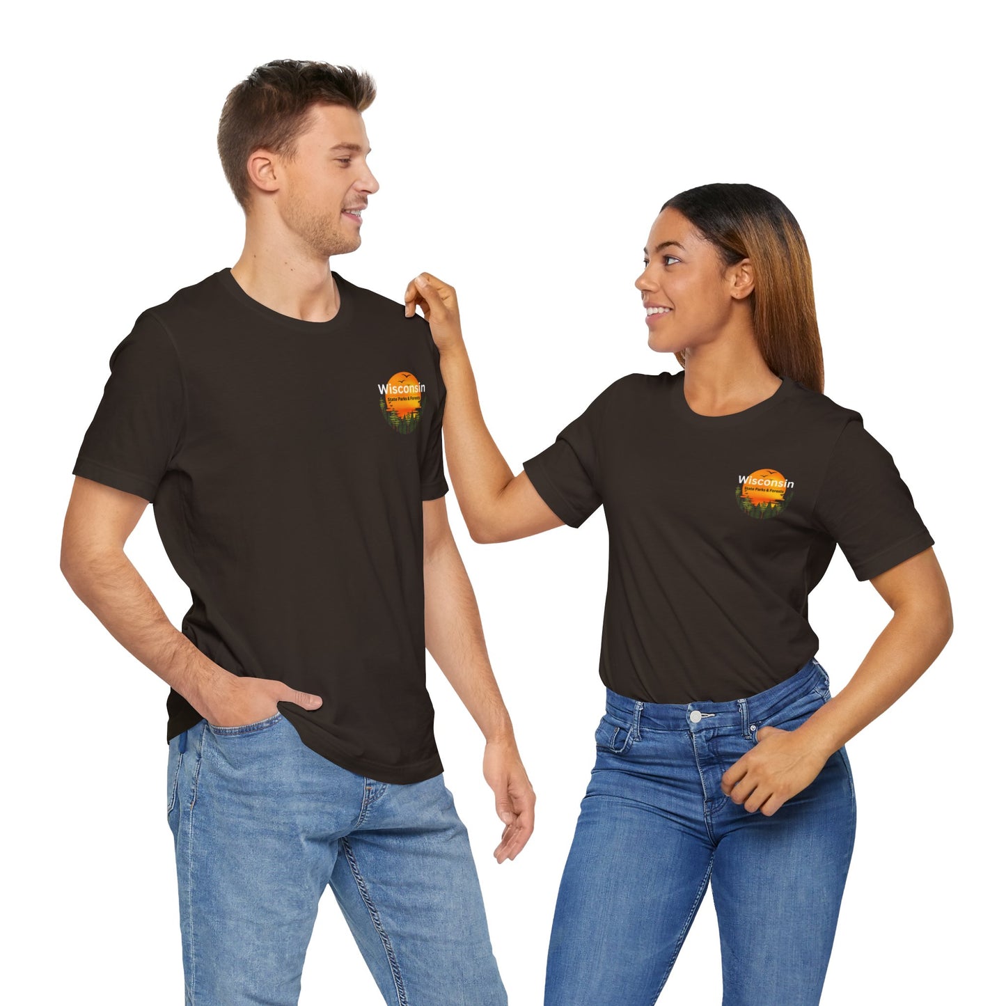 Brown shirts with state park design.