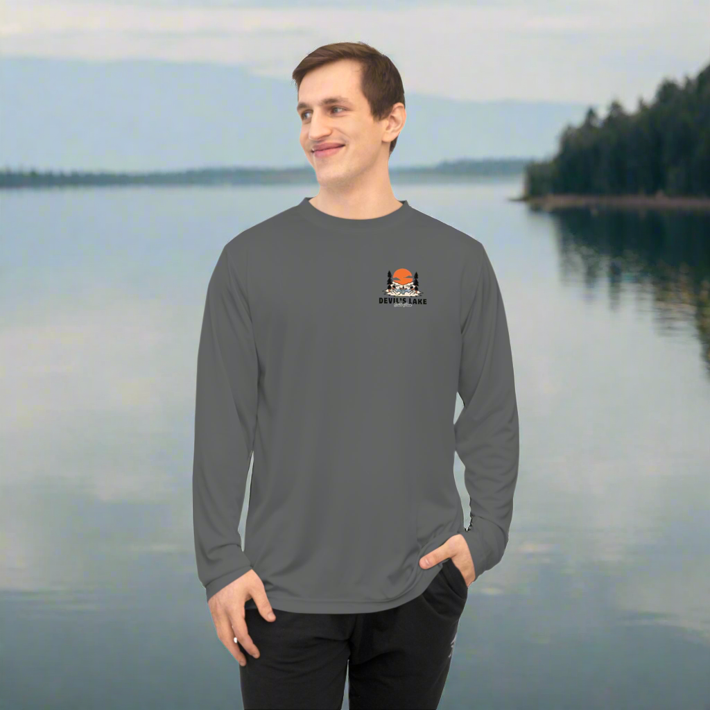 Sport Graphite Devil’s Lake Performance Long Sleeve Shirt Front.