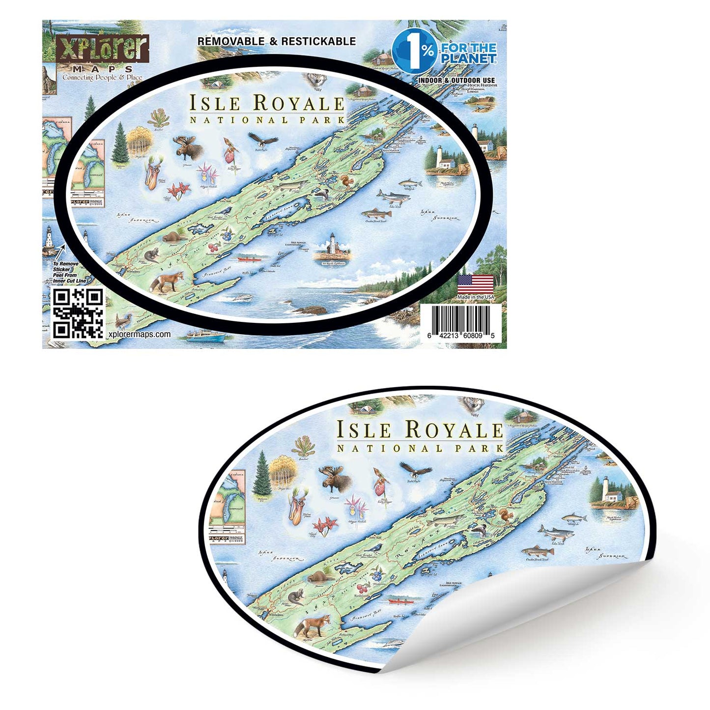 Isle Royale National Park map sticker on a white background
