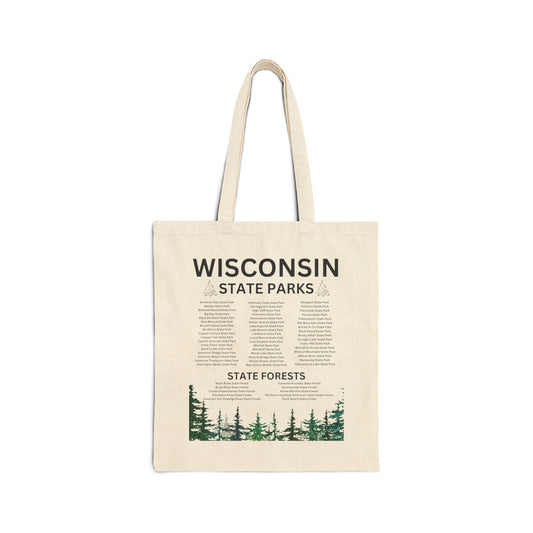 Tote Bag featuring list of Wisconsin’s State Parks and Forests.