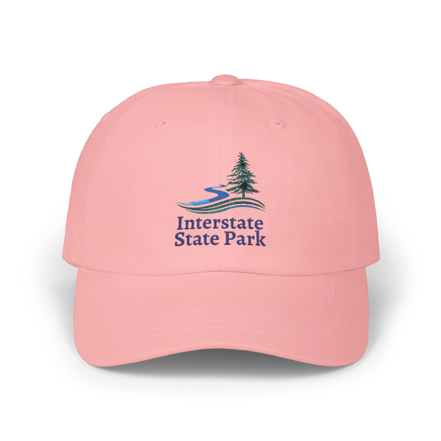 Pink cap with Interstate State Park logo on a white background