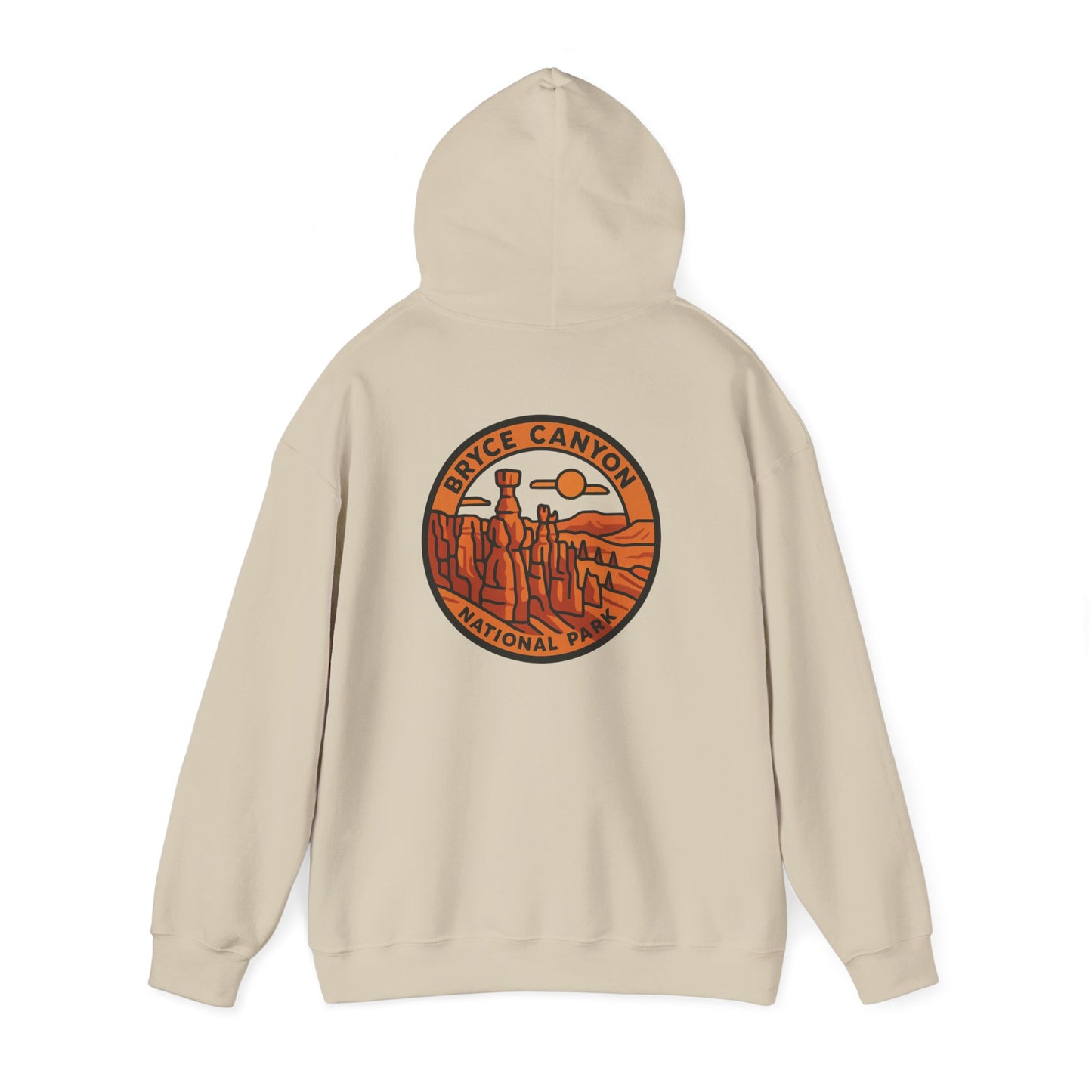 Beige hoodie with Bryce Canyon National Park logo on a white background
