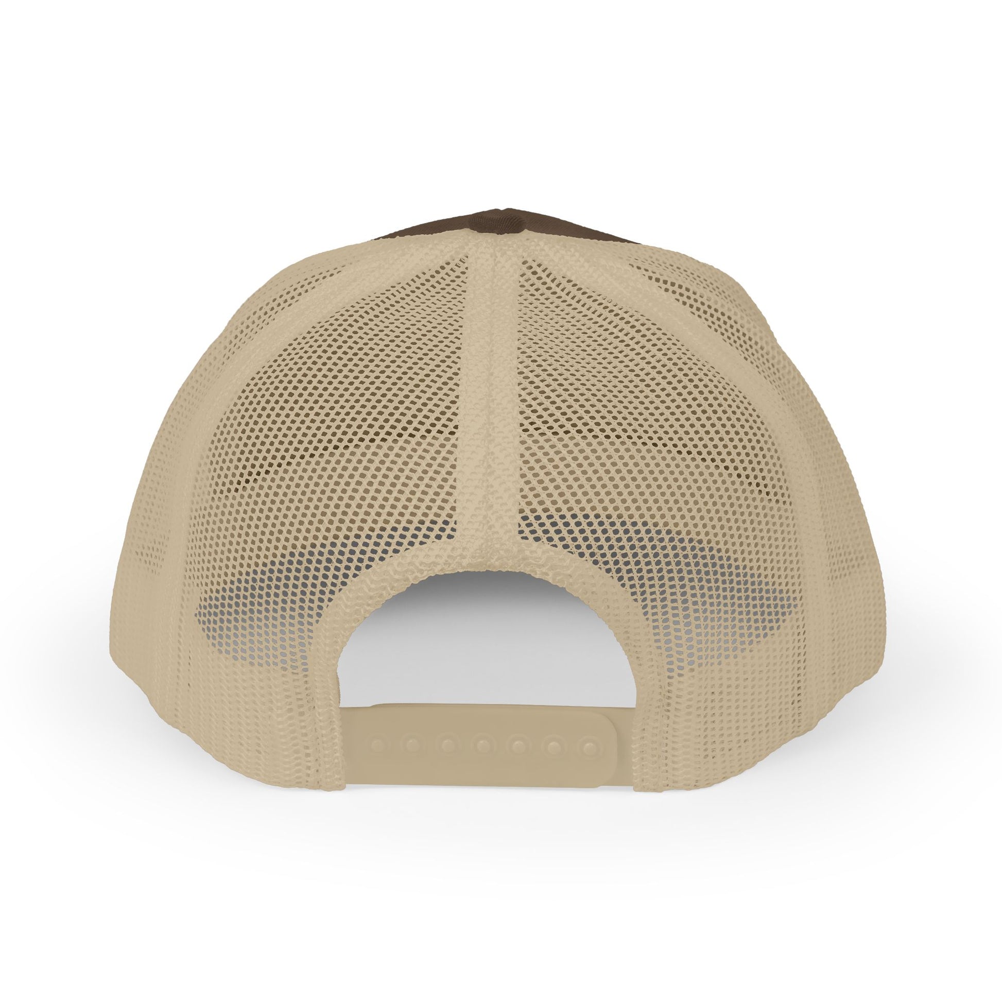 Backside of ball cap showing mesh and adjustable sizing.