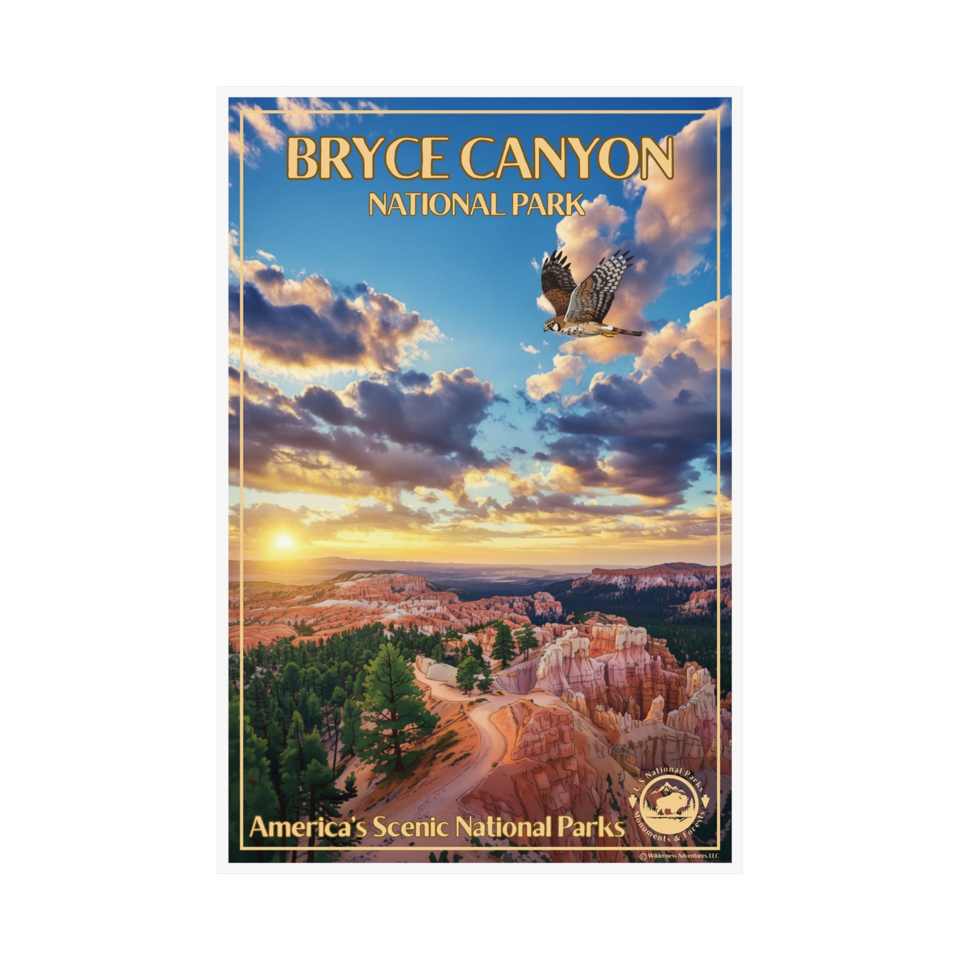 12x18” Bryce Canyon National Park poster with a scenic view and eagle.