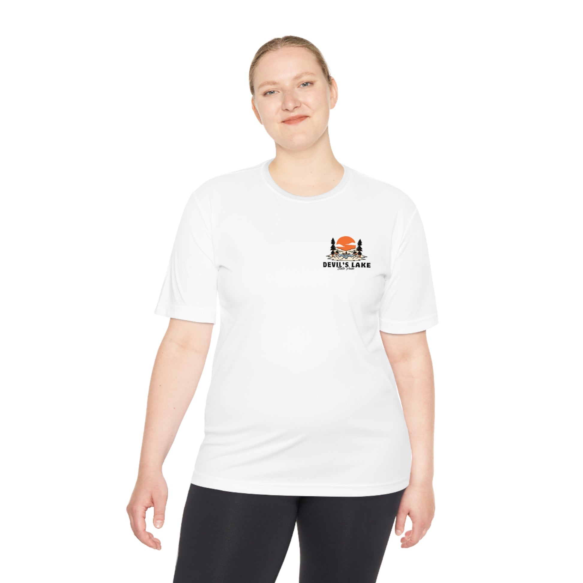 White Devil’s Lake Unisex Moisture Wicking Tee Front