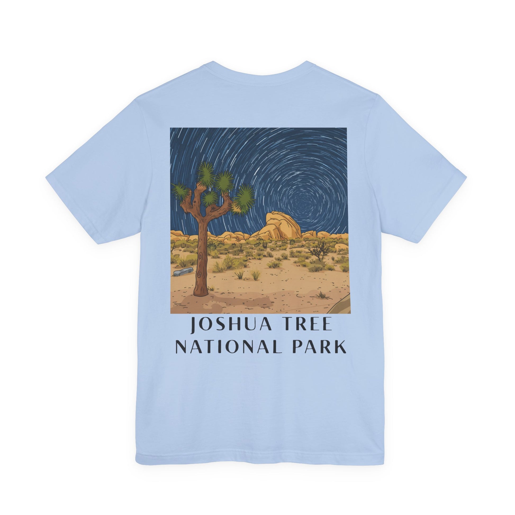 Light blue t-shirt with a Joshua Tree National Park graphic on a white background