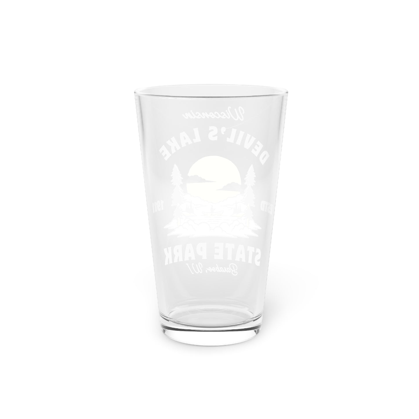 Devil’s Lake Pint Glass back view 