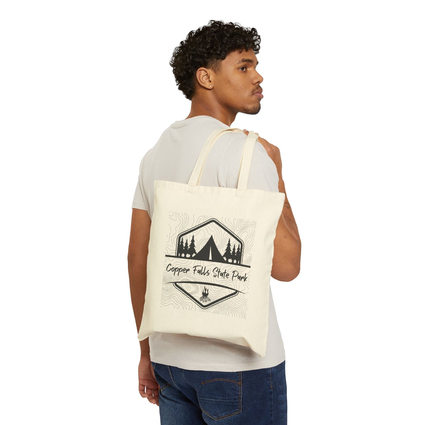 Copper falls state park topo canvas bag