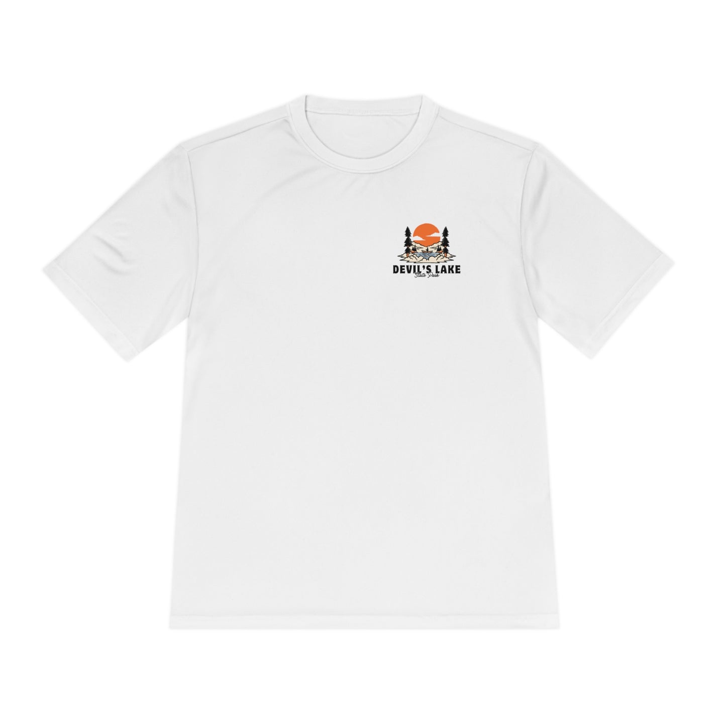 White Devil’s Lake Unisex Moisture Wicking Tee Front