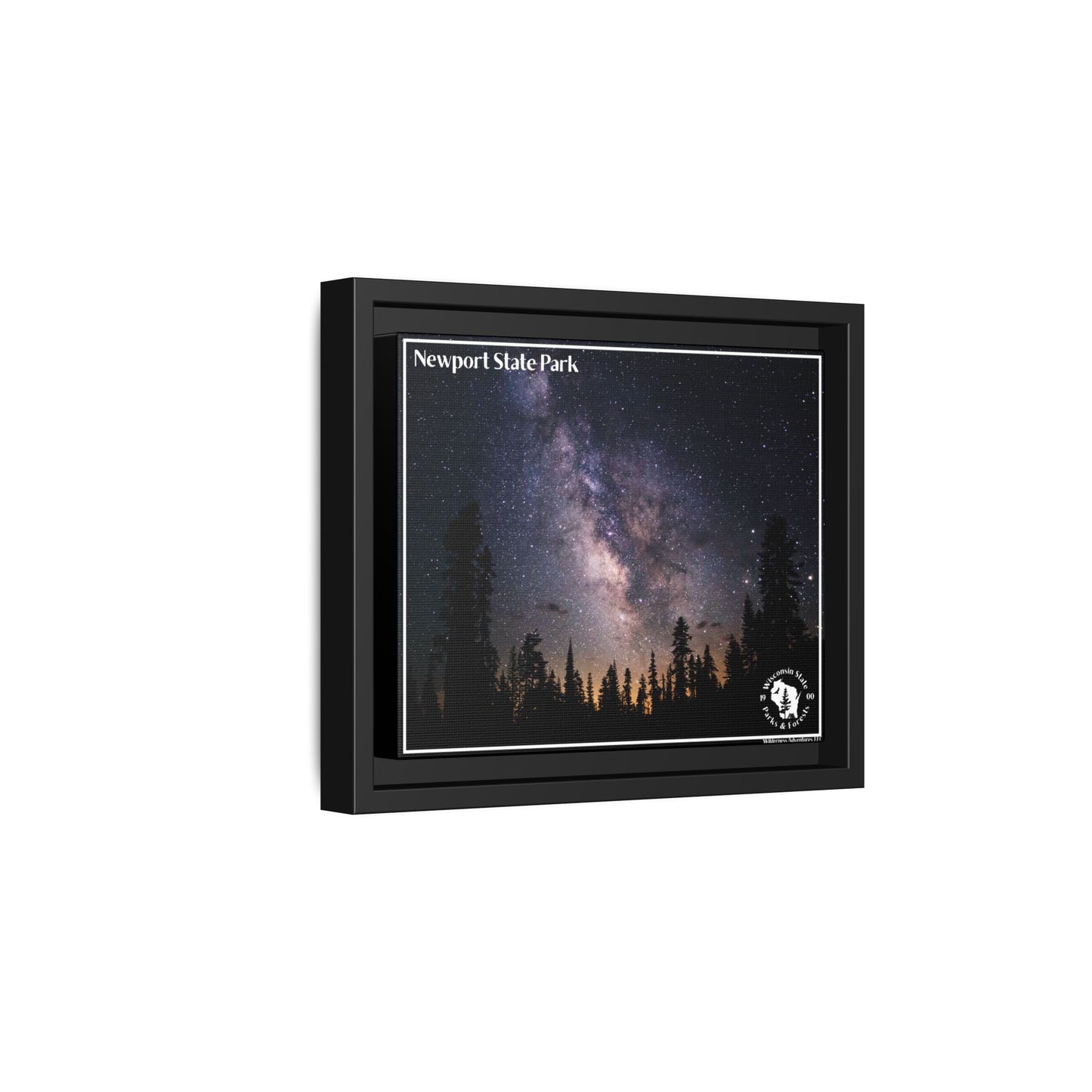 Side view of a Framed canvas print of the Milky Way Galaxy in the night sky.