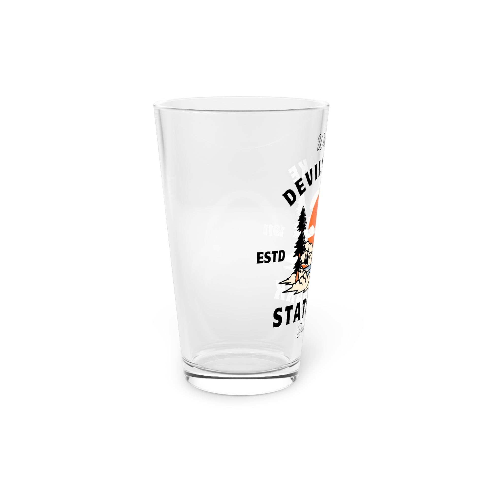 Devil’s Lake Pint Glass side profile