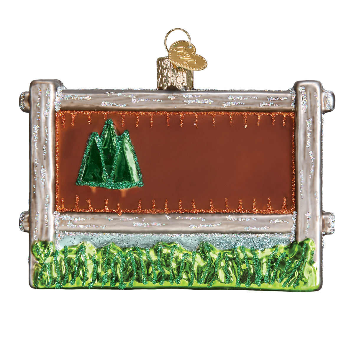 Back view of Acadia National Park Glass ornament on a white background.