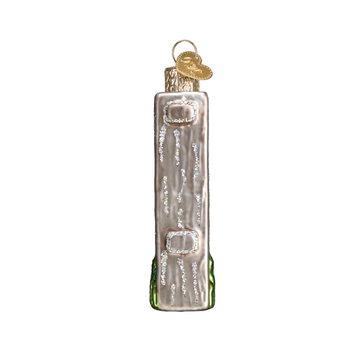 Side view of Acadia National Park Glass ornament on a white background.