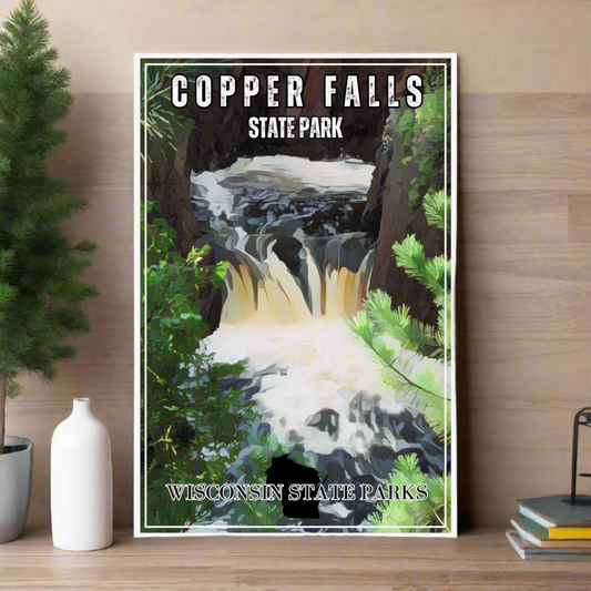 18x24 print of Copper Falls in the CCC vintage style poster.