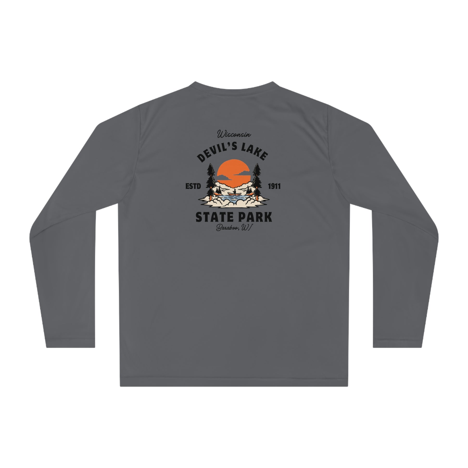 Sport Graphite Devil’s Lake Performance Long Sleeve Shirt back.