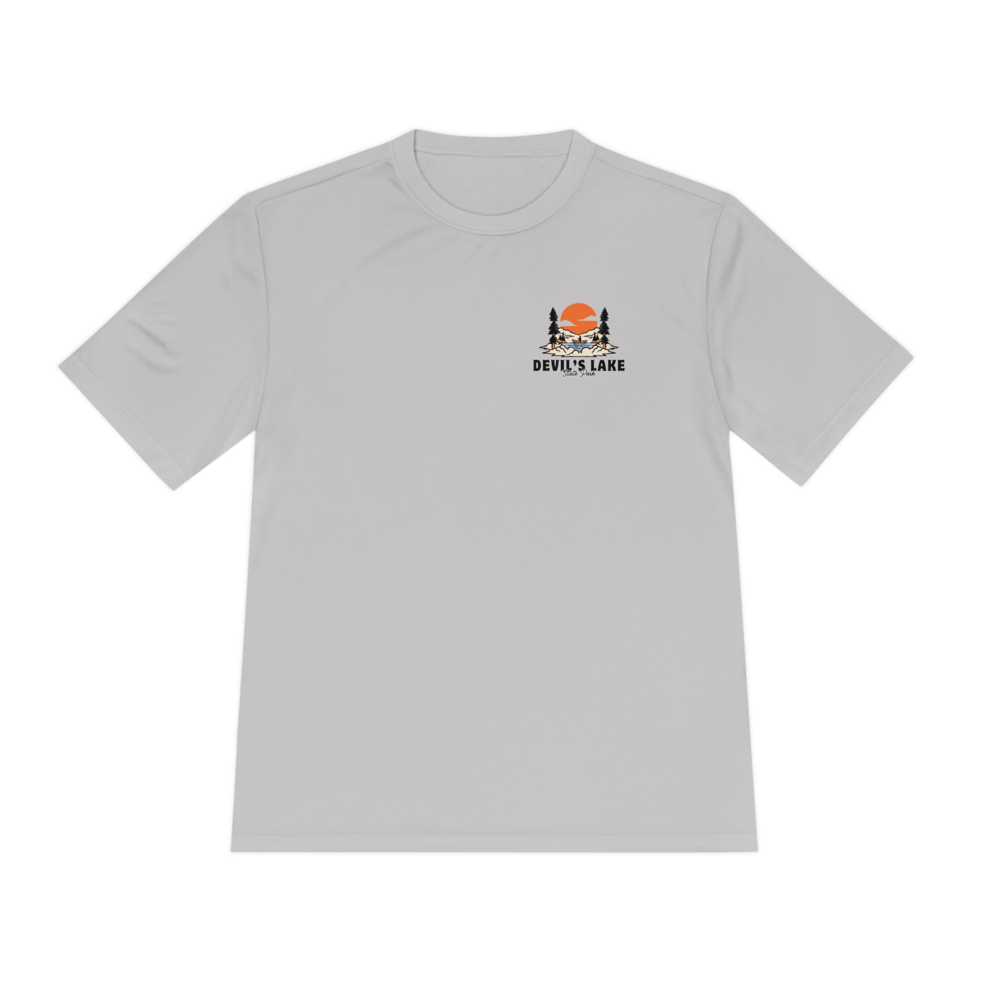 Silver Devil’s Lake Unisex Moisture Wicking Tee Front