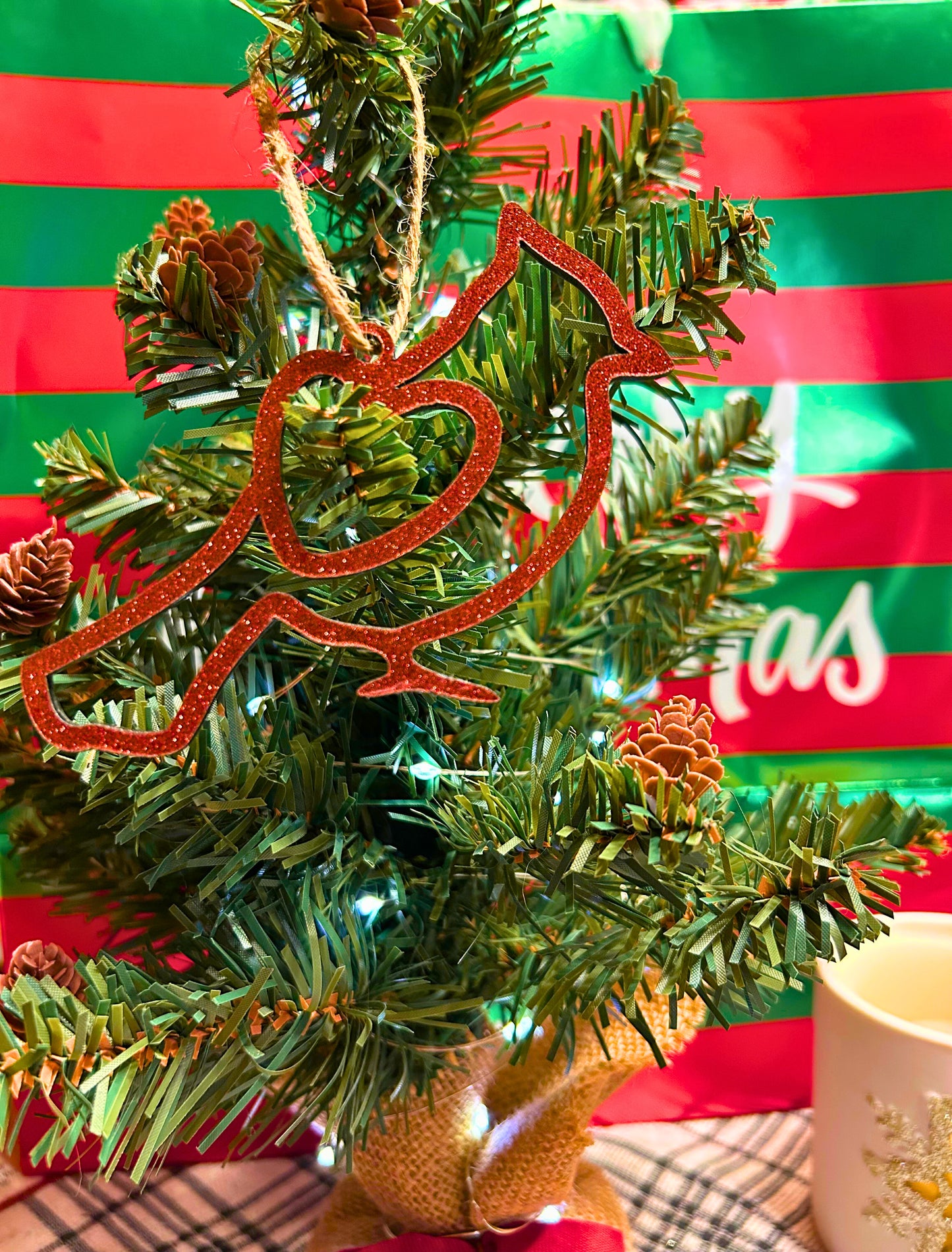 Red Glitter cardinal ornament. 