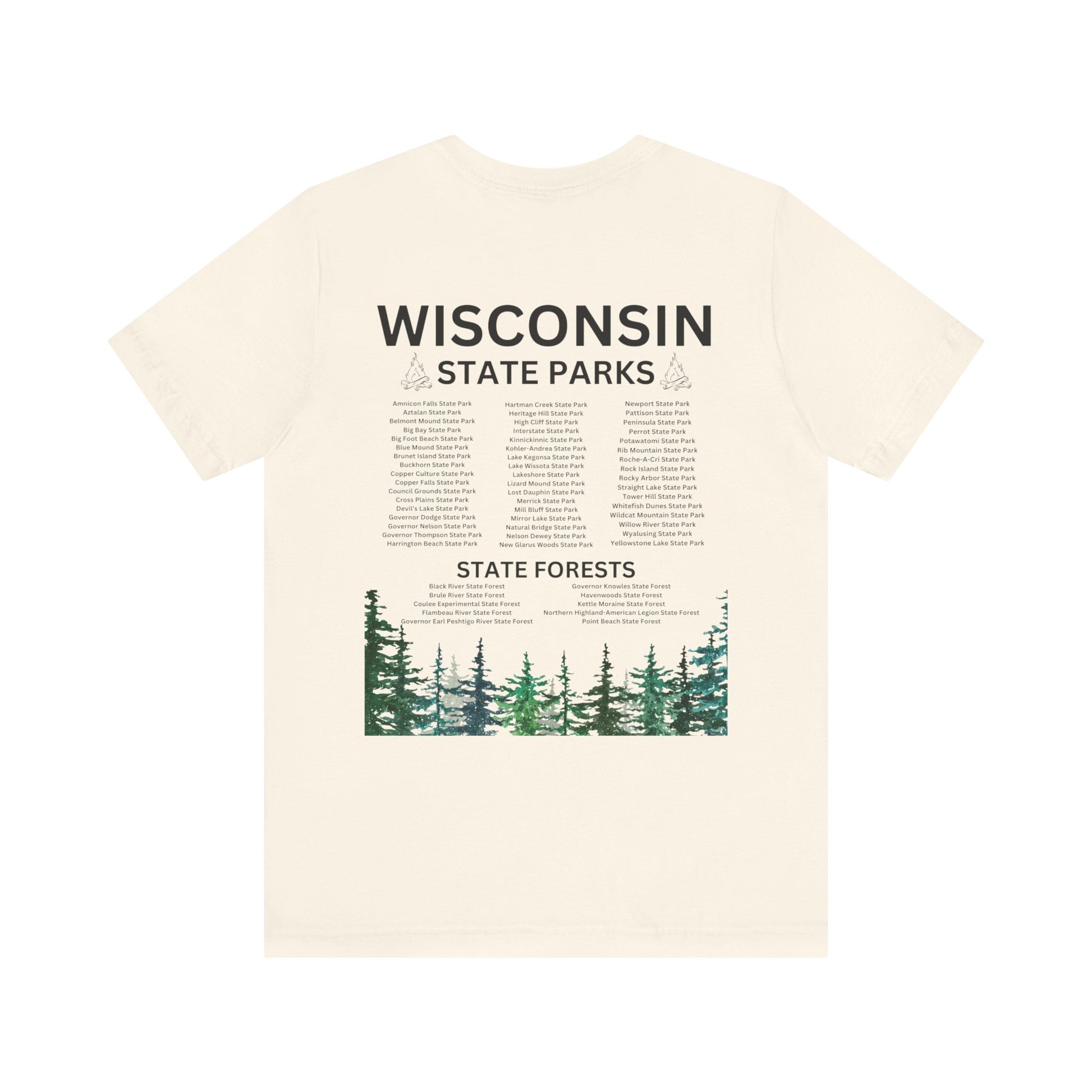 Natural shirt with listing of State Parks.