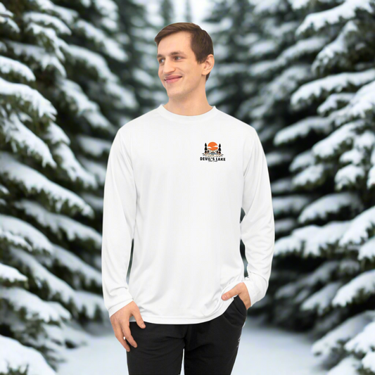 White Devil’s Lake Performance Long Sleeve Shirt Front.