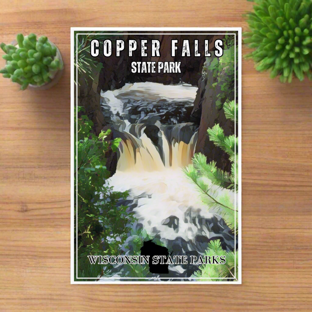 12x18 print of Copper Falls in the CCC vintage style poster.