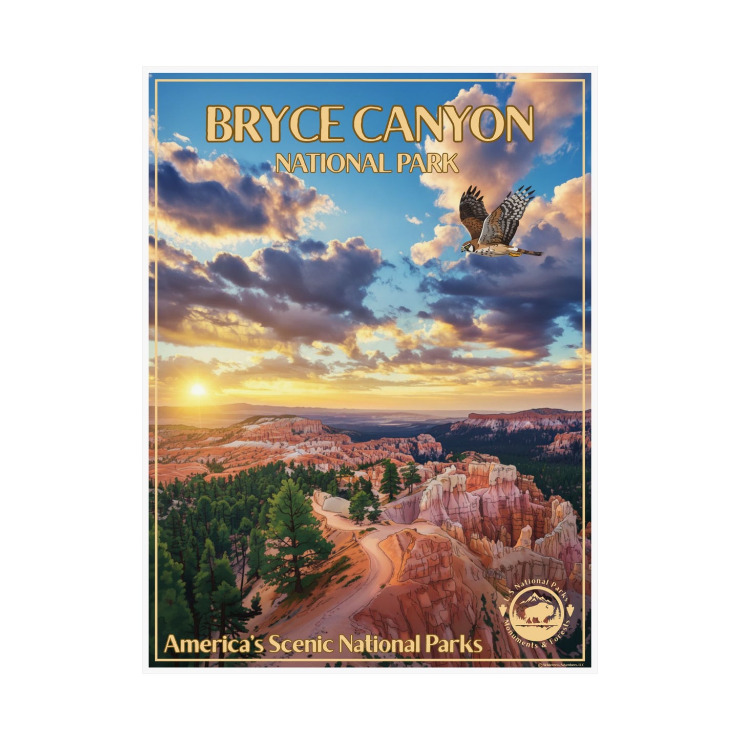 18x24” Bryce Canyon National Park poster with scenic view and sunset