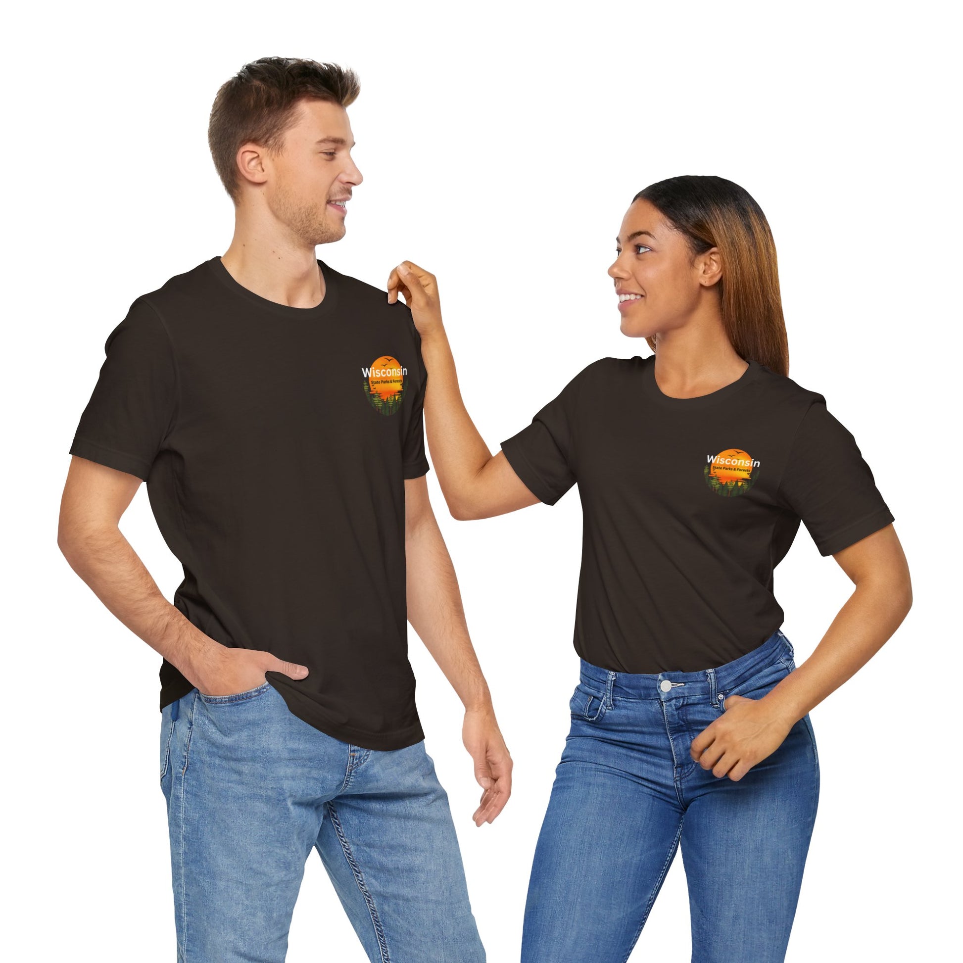 Brown shirts with state park design.