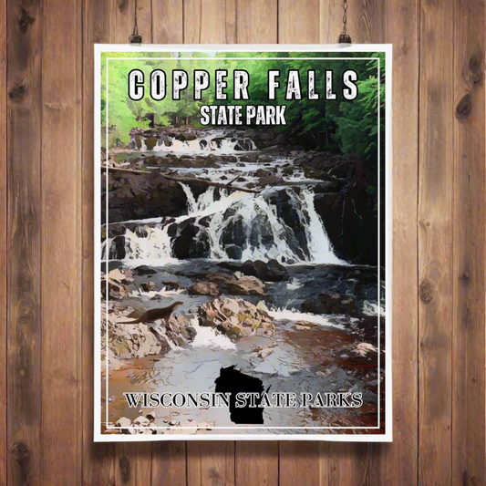 18x24 print of Tyler Forks Cascades in the CCC vintage style poster.