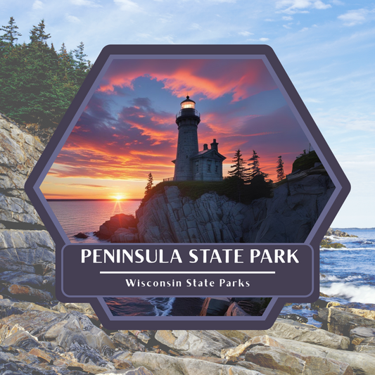 Peninsula Lighthouse at Sunset Sticker