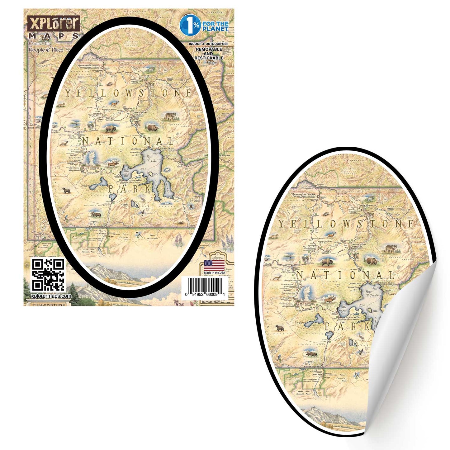 Map of Yellowstone National Park on a white background