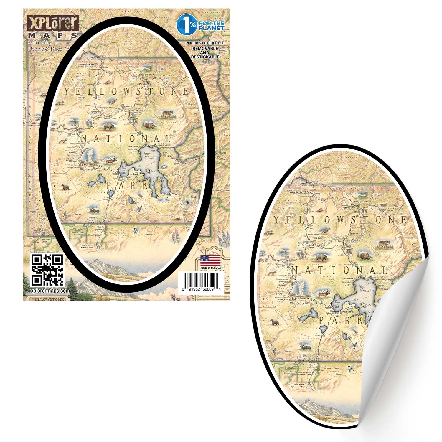 Map of Yellowstone National Park on a white background