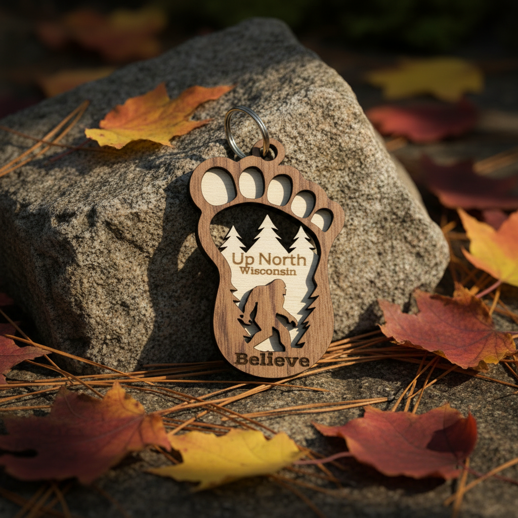 Bigfoot Keychain - Granite & Leaves