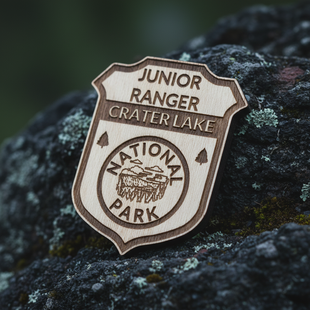 Wood crater Lake national Park, junior On a moss covered granite rock
