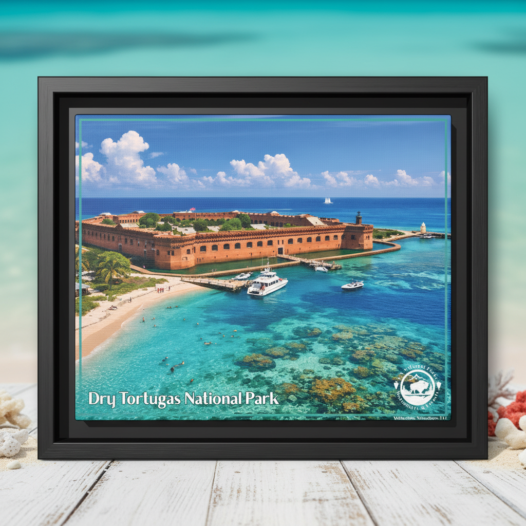 Dry Tortugas Canvas Print with Caribbean Background