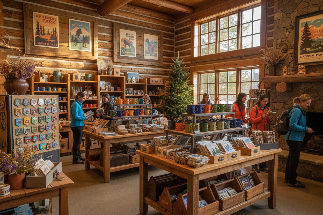 Rustic visitor center gift shop