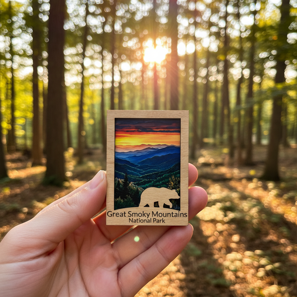 Smoky Mountains Magnet - Hand Held