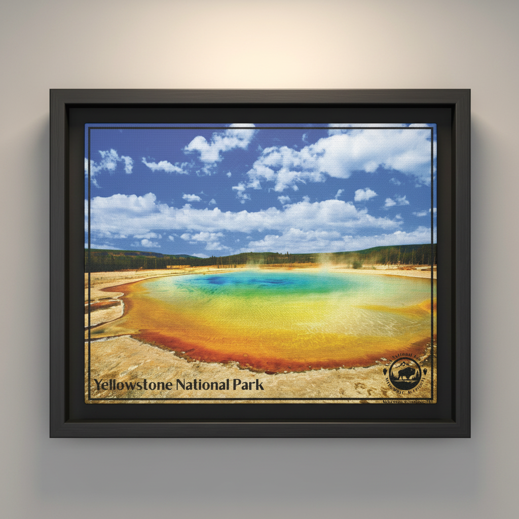 Framed canvas print set against a Light gray wall.